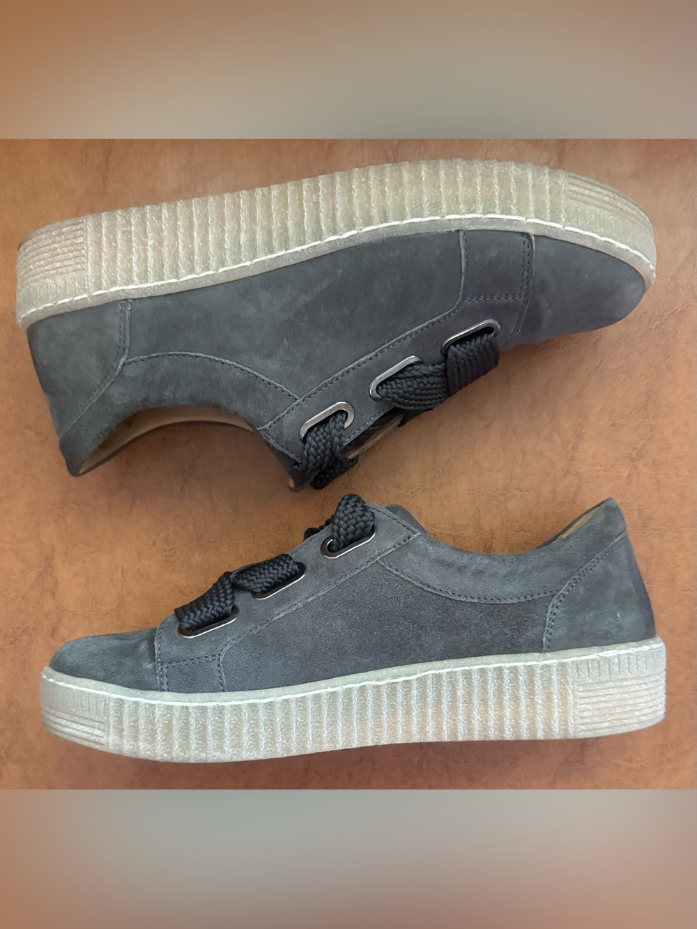 Gabor 73.333.18 Mohair Color Suede Sneakers Gray Ribbon Lace Comfort Shoes US 8 - Picture 8 of 12